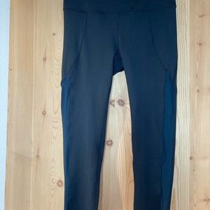 SATVA capri (below the knee/mid calf) recycled polyester w/ see through mesh leg